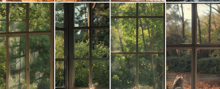 窗外绿植物树林室内绿色清新虚拟动态视频绿幕直播间背景图片素材