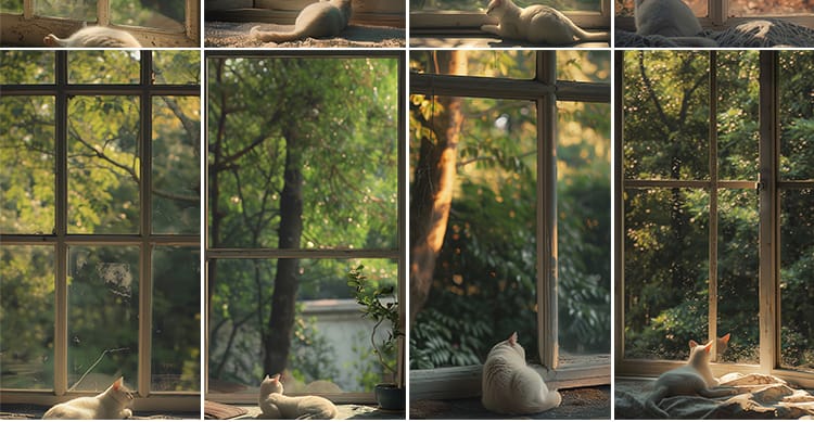 窗外绿植物树林室内绿色清新虚拟动态视频绿幕直播间背景图片素材