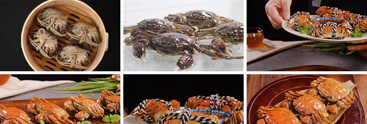 秋季大闸蟹实拍清蒸烹饪新鲜活螃蟹掰开蟹膏蟹黄水产美食视频素材