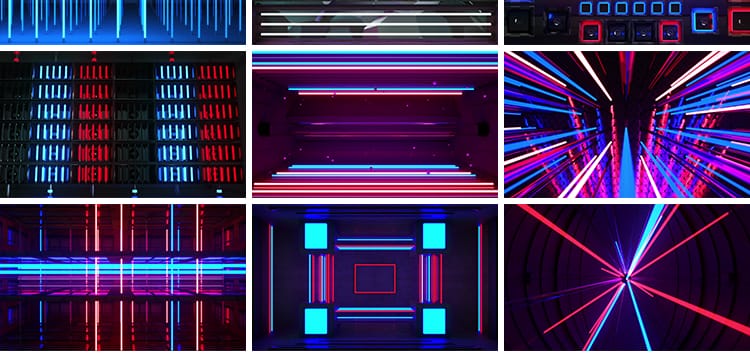 动感炫酷霓虹线条快闪烁灯光线直播舞台LED大屏幕背景VJ视频素材