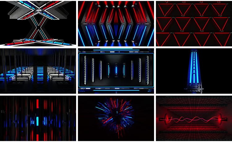 动感炫酷霓虹线条快闪烁灯光线直播舞台LED大屏幕背景VJ视频素材