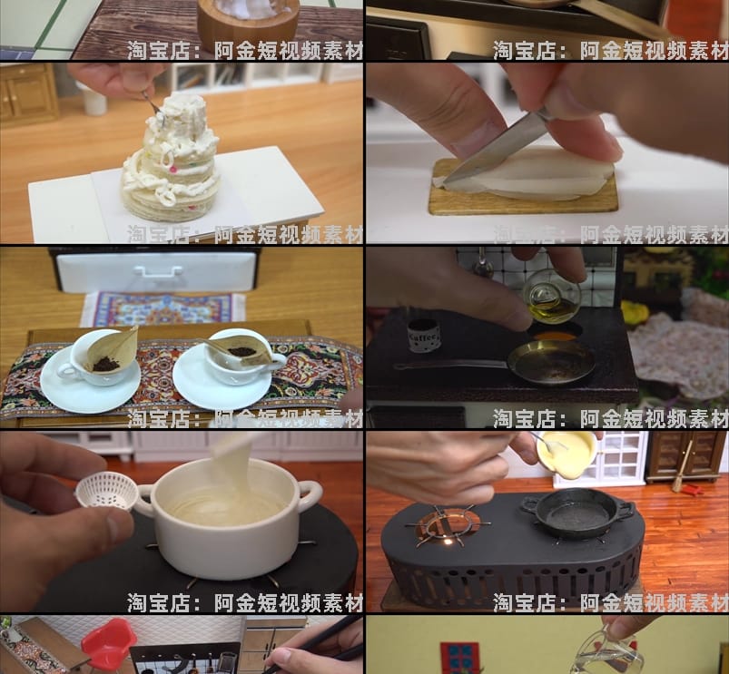 迷你厨房美食制作小说推文素材国外解压横屏自媒体高清短视频创意