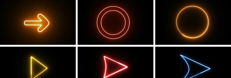 发光箭头标识指示霓虹灯方向动画alpha透明通道合成pr_ae视频素材