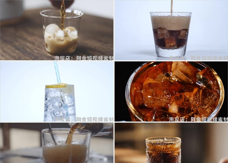 碳酸汽水饮料冒气泡可乐雪碧冰水饮品抖音短视频高清实拍素材剪辑