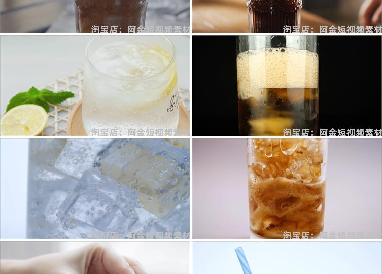 碳酸汽水饮料冒气泡可乐雪碧冰水饮品抖音短视频高清实拍素材剪辑