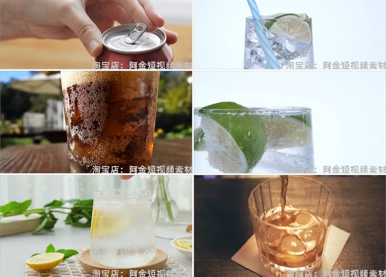 碳酸汽水饮料冒气泡可乐雪碧冰水饮品抖音短视频高清实拍素材剪辑