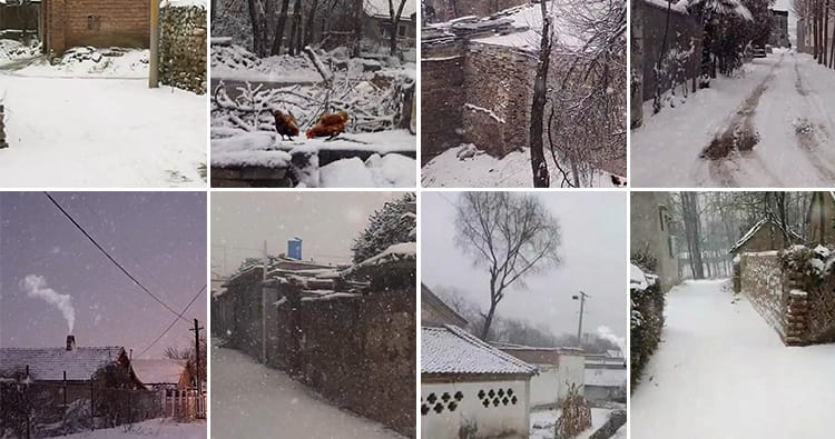 竖版竖屏乡村冬季冬天雪景下雪农村怀旧唯美治愈系抖音短视频素材