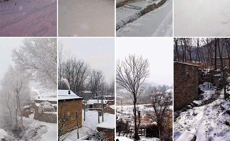 竖版竖屏乡村冬季冬天雪景下雪农村怀旧唯美治愈系抖音短视频素材