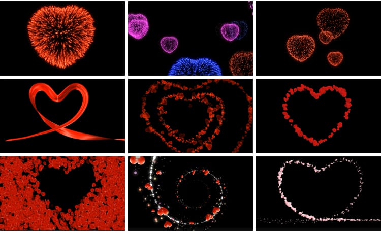 心形浪漫爱心桃心红色粒子动态告白光效ae_pr带透明通道视频素材