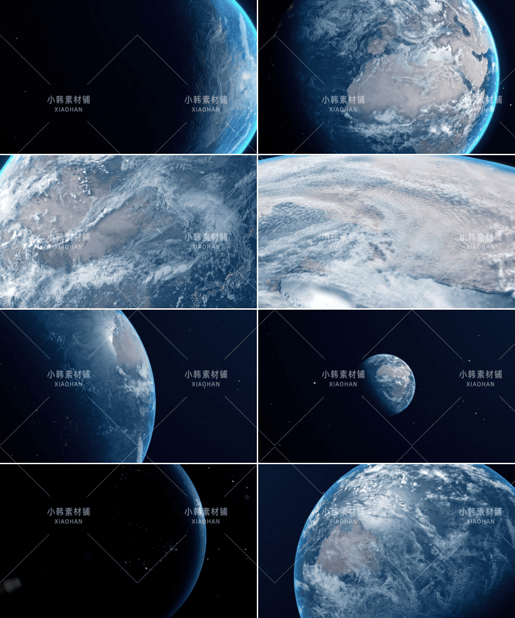 4K地球旋转鸟瞰远景宇宙星球太空全景片头效果PR合成特效视频素材