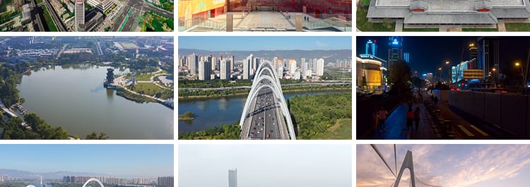 山西太原城市建筑风光旅游风景点火车站摄乐大桥晋祠航拍视频素材