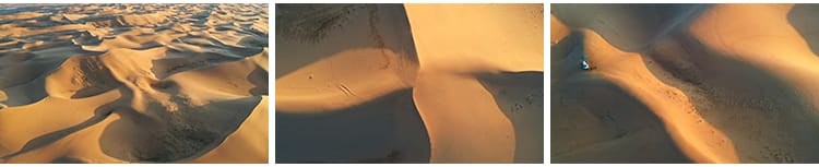 内蒙古巴丹达格图红海子湖景湖泊金色沙漠沙丘地貌航拍短视频素材