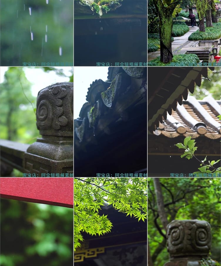 竖屏雨天雨景雨滴风景素材高清氛围感自然唯美意境短视频背景剪辑