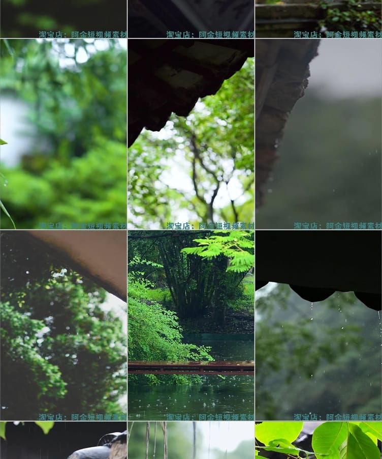 竖屏雨天雨景雨滴风景素材高清氛围感自然唯美意境短视频背景剪辑