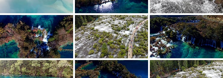 九寨沟高清风景点旅游景区五彩池山河瀑布航拍实拍风光短视频素材