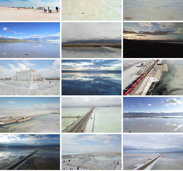 茶卡盐湖天空之镜地标旅游景点小火车盐雕翡翠池高清实拍视频素材