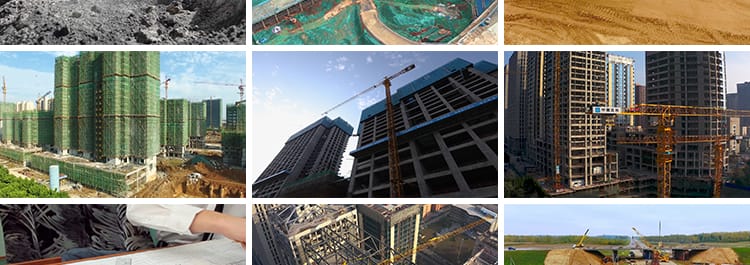 建筑工程师工地施工楼房房屋设计图纸工人卡车吊车挖掘机视频素材