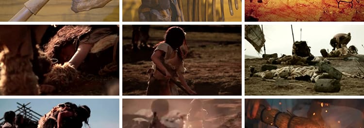 原始人类社会史前文明世界部落冲突打猎岩壁进化钻木取火视频素材