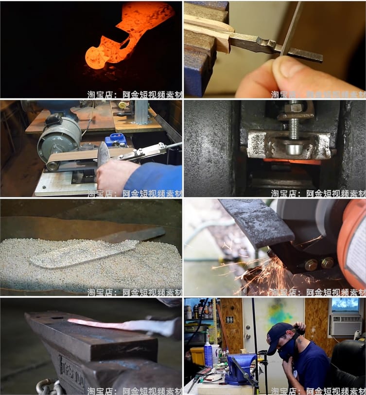 铁匠打铁铸造手艺手工diy高清横屏国外解压视频小说推文素材引流