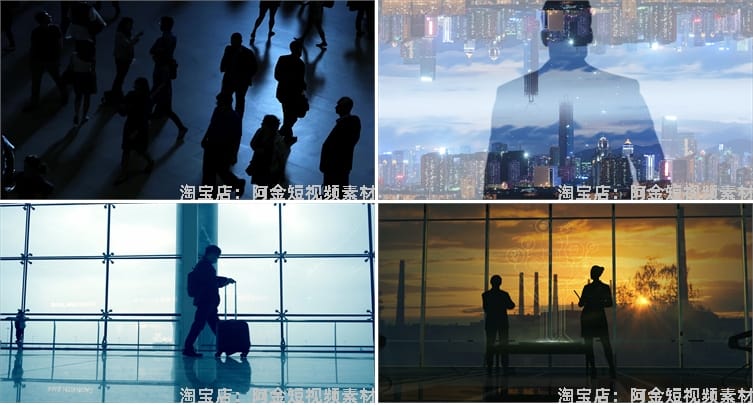 企业公司商务人物背影剪影高楼大厦成功人士梦想正能量短视频素材