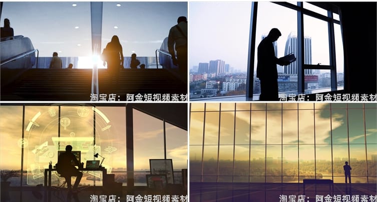 企业公司商务人物背影剪影高楼大厦成功人士梦想正能量短视频素材