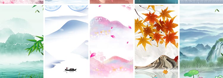 中国风水墨古典古风山水风景画意境竖版直播舞台背景动态视频素材