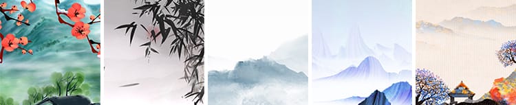 中国风水墨古典古风山水风景画意境竖版直播舞台背景动态视频素材