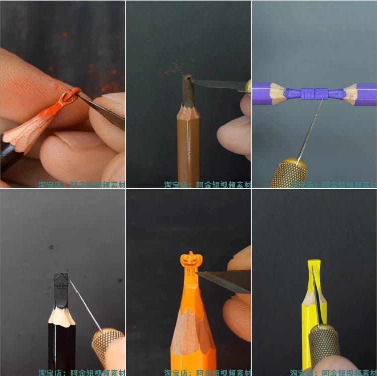 竖屏铅笔雕刻手工艺术微观国外高清解压减压短视频小说推文素材