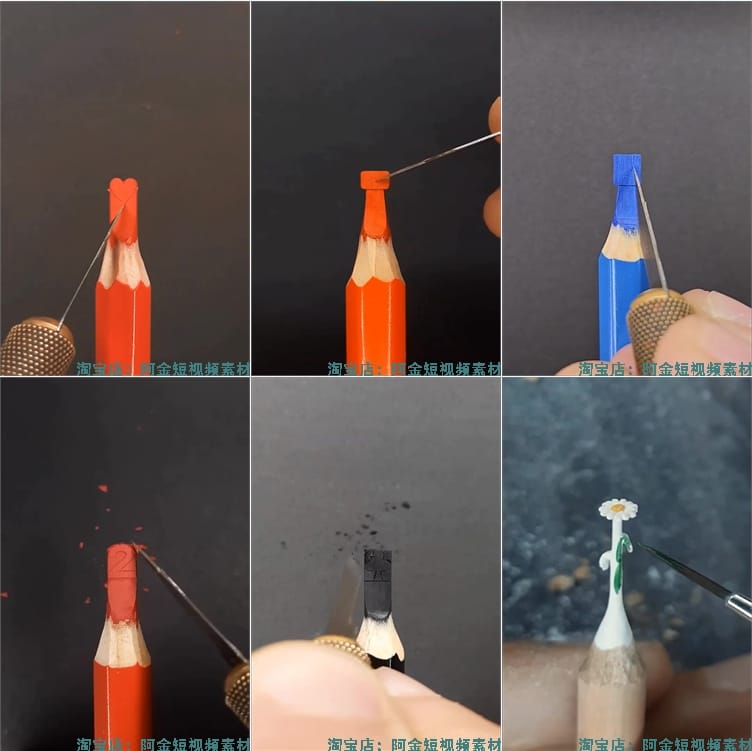 竖屏铅笔雕刻手工艺术微观国外高清解压减压短视频小说推文素材