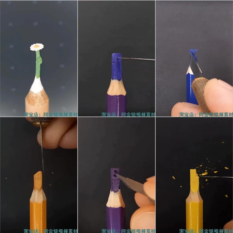 竖屏铅笔雕刻手工艺术微观国外高清解压减压短视频小说推文素材