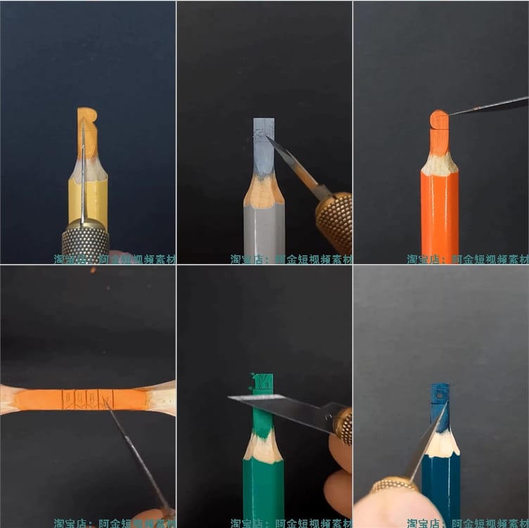 竖屏铅笔雕刻手工艺术微观国外高清解压减压短视频小说推文素材