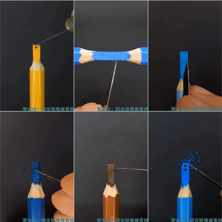 竖屏铅笔雕刻手工艺术微观国外高清解压减压短视频小说推文素材