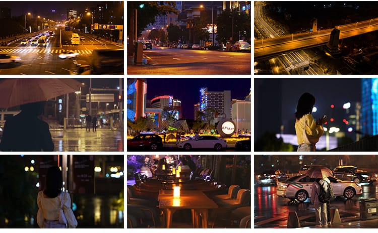 城市夜景街情感伤建筑航拍夜晚人流车街头人物街拍延时短视频素材