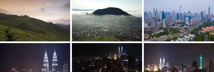 马来西亚城市风光地标风景航拍建筑双子塔CBD夜景高清短视频素材