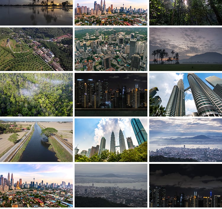 马来西亚城市风光地标风景航拍建筑双子塔CBD夜景高清短视频素材