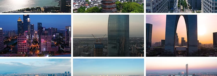 苏州城市建筑园林风景点旅游东方之门航拍延时CBD夜景短视频素材