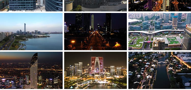 苏州城市建筑园林风景点旅游东方之门航拍延时CBD夜景短视频素材