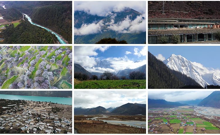 西藏林芝风光桃花节波密桃花沟藏族村落风景旅游景点高清视频素材