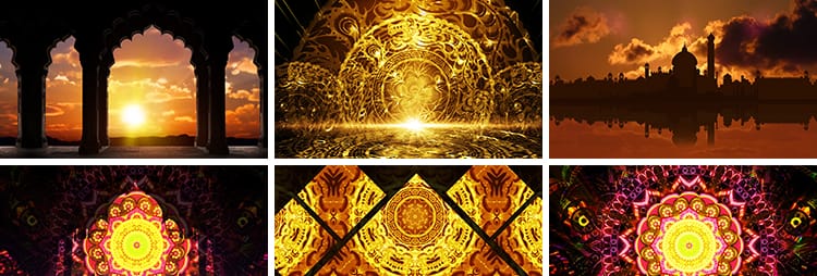 印度肚皮舞蹈城堡宫殿花纹图腾表演出民族歌舞台LED背景视频素材