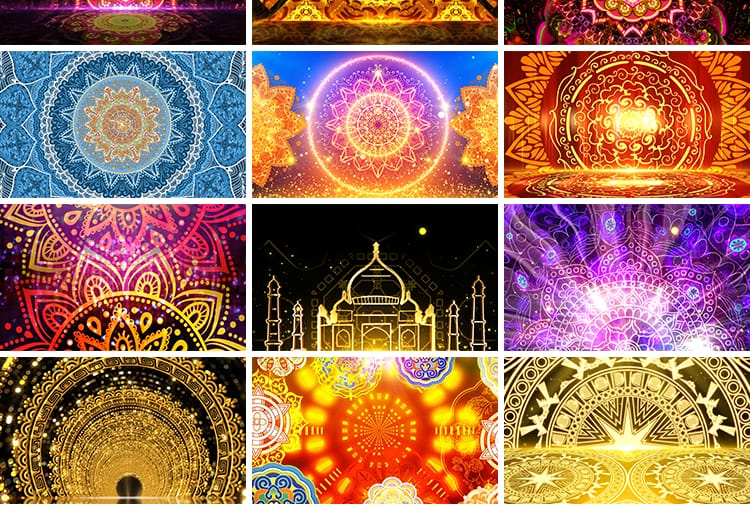 印度肚皮舞蹈城堡宫殿花纹图腾表演出民族歌舞台LED背景视频素材