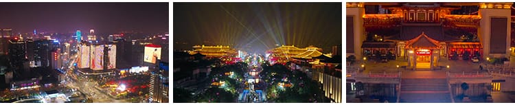 西安实拍航拍建筑cbd日转夜延时城市夜景大唐不夜城景点视频素材