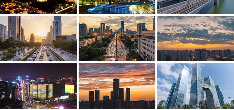 西安实拍航拍建筑cbd日转夜延时城市夜景大唐不夜城景点视频素材