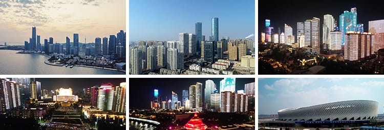 山东青岛城市建筑风光CBD夜景栈桥旅游五四广场地标航拍视频素材