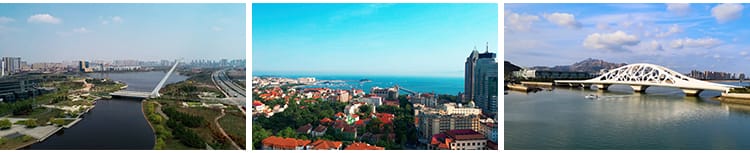 山东青岛城市建筑风光CBD夜景栈桥旅游五四广场地标航拍视频素材