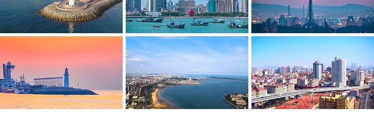 山东青岛城市建筑风光CBD夜景栈桥旅游五四广场地标航拍视频素材