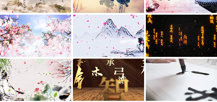 中国风传统文化古诗词古风水墨戏剧脸谱儒家孝道背景剪辑视频素材