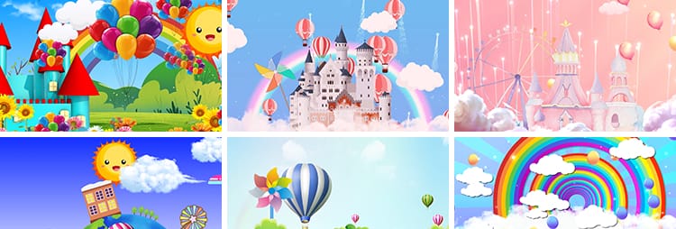 可爱卡通气球多彩儿童节日婚礼生日宴会舞台led屏幕背景视频素材