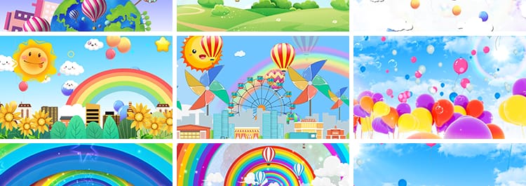 可爱卡通气球多彩儿童节日婚礼生日宴会舞台led屏幕背景视频素材