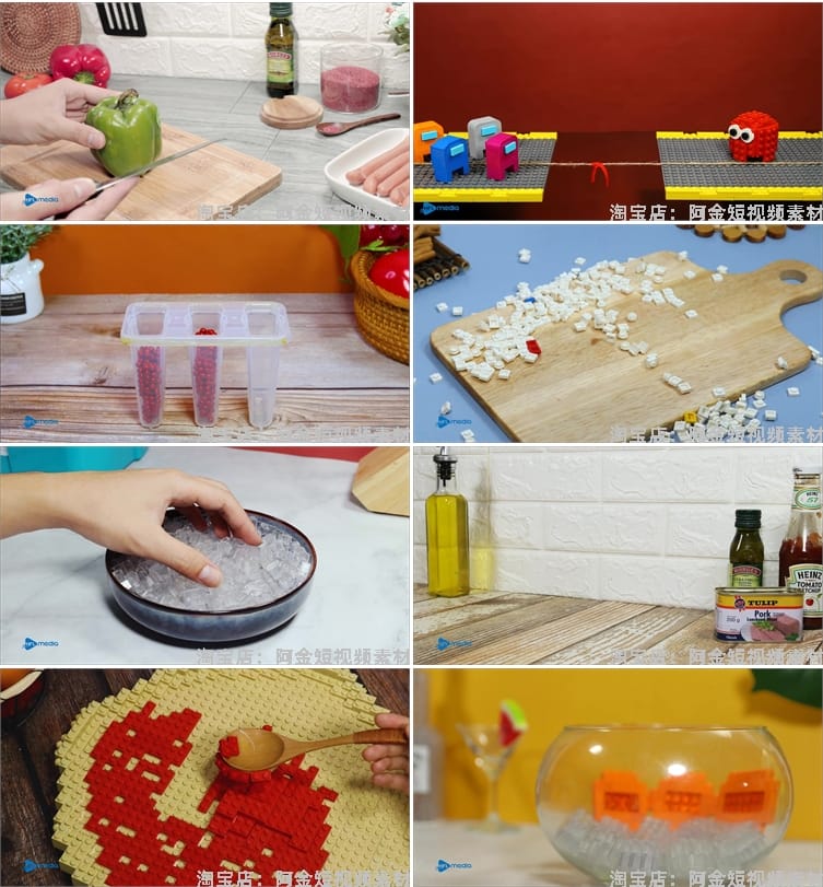 乐高煮饭定格动画积木自媒体国外高清解压视频小说推文素材引流