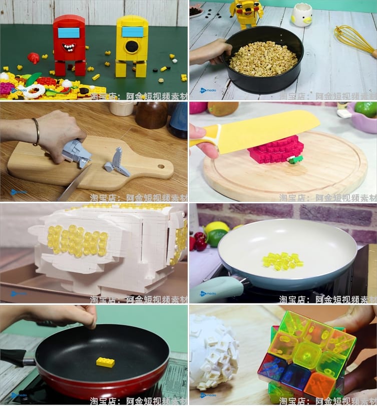 乐高煮饭定格动画积木自媒体国外高清解压视频小说推文素材引流